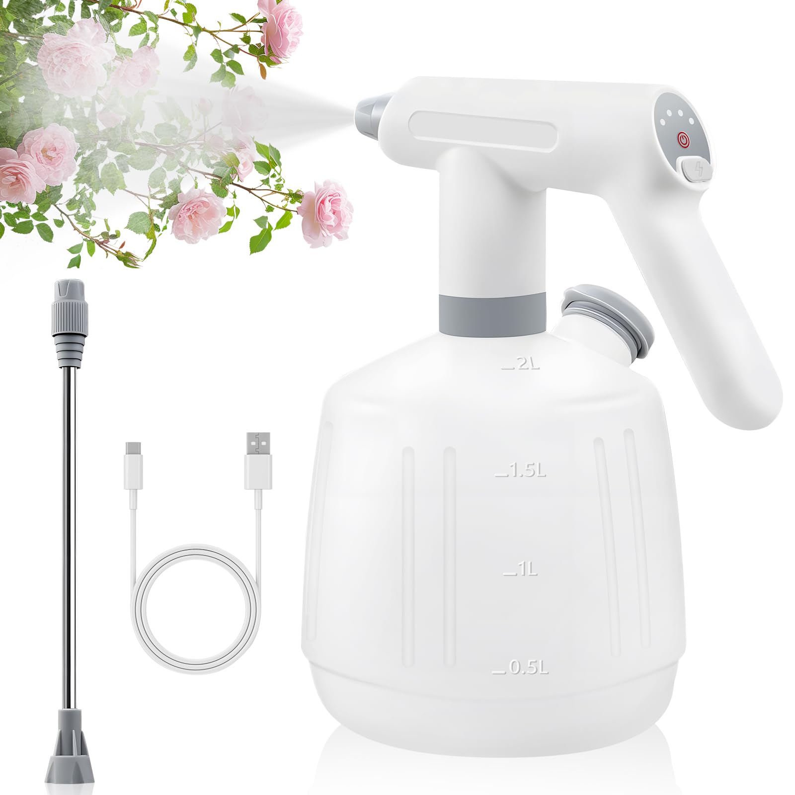 Vtuesxn 電動霧吹き 電動式 電動じょうろ 2L 大容量 電動スプレー 噴…