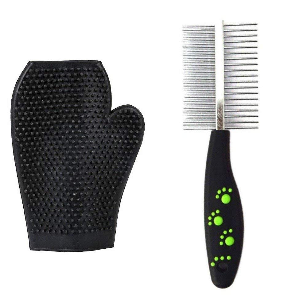 W9 Pet Products Stainless Steel Double Sided Pet Comb Pin Grooming Brush with Grooming Gloves For Dog (Black) (B0BS6P4T9J) Amazon Price History, Amazon Price Tracker