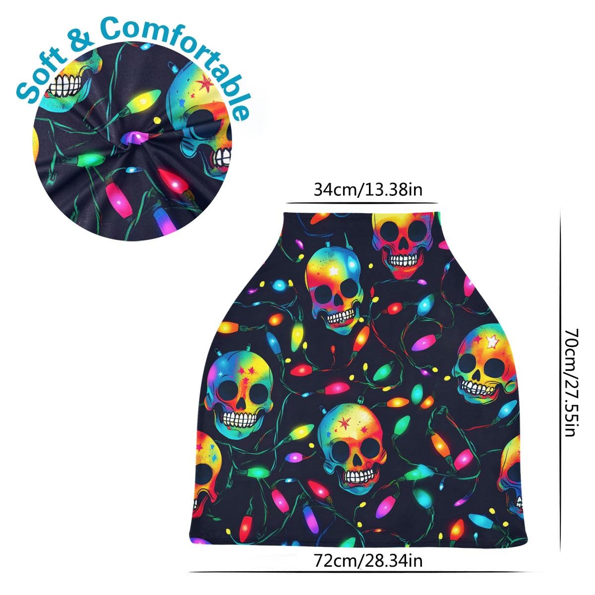 Baby Car Seat Canopy Covers Nursing Cover Stretchy Boys Girls Neon Skulls Carrier Cover Breastfeeding Cover Breathable