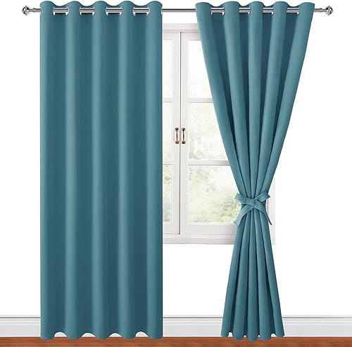 Hiasan Cortinas opacas para dormitorio, 60 x 84 pulgadas de largo, cortinas de ventana con aislamiento térmico y bloqueo de luz para sala de estar,