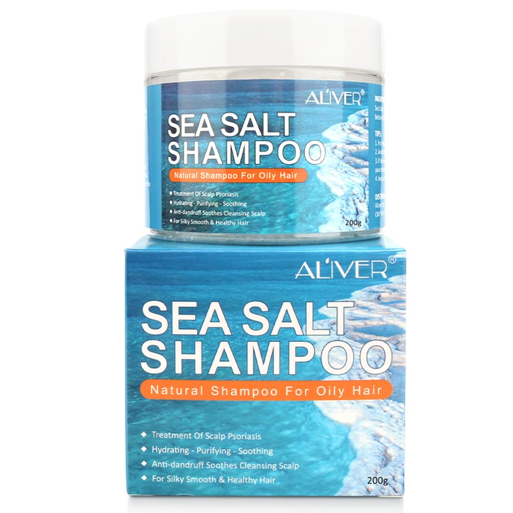 Sea Salt Shampoo 200g, Deep Cleansing Moisturizing Anti Dandruff oil Control Scalp Treatment, Sea Salt Hair Treatment Shampoo for Itchy Scalp and Dandruff, Suitable for All Hair Types