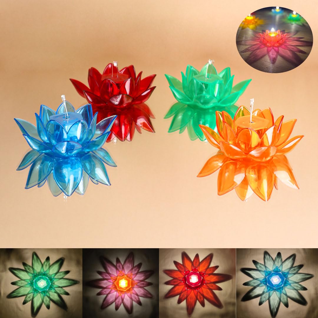 4 Pcs, 3D Water Sensor Lotus Reflection Diya | Led Lotus Diya, Diya Lights, Big Reflecting Diya (B0CCYB8JWC) Amazon Price History, Amazon Price Tracker