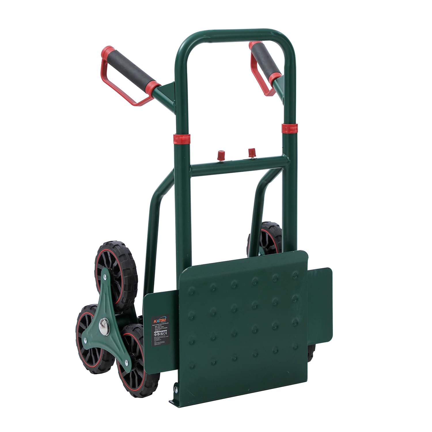 KATSU Tools Carretilla de mano plegable para subir escaleras, carga de 150 kg, 6 ruedas, altura ajustable, mango telescópico, carrito de entrega de paquetes de carga