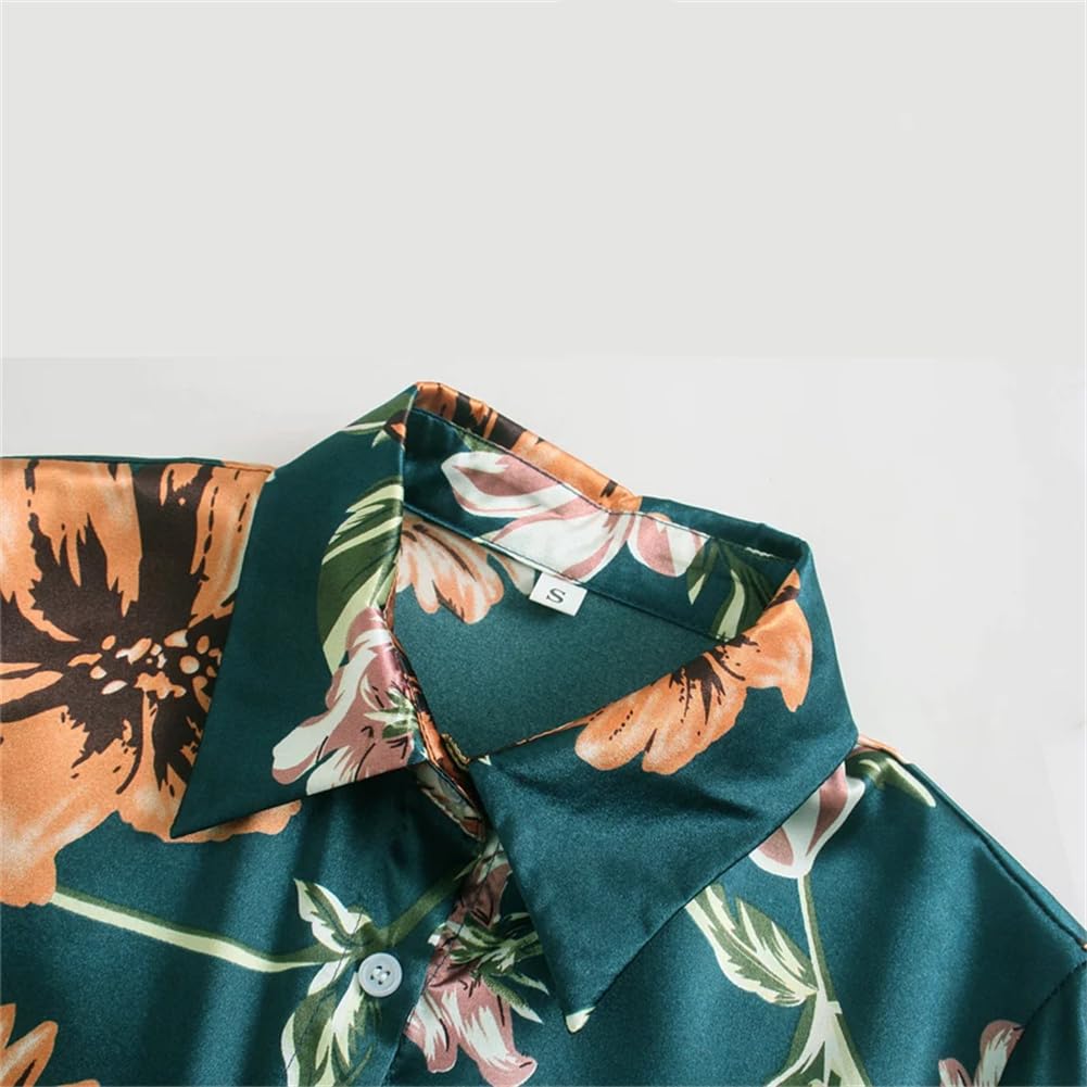 Vestido camisero de manga larga con estampado floral para mujer, vestido midi suave y liso
