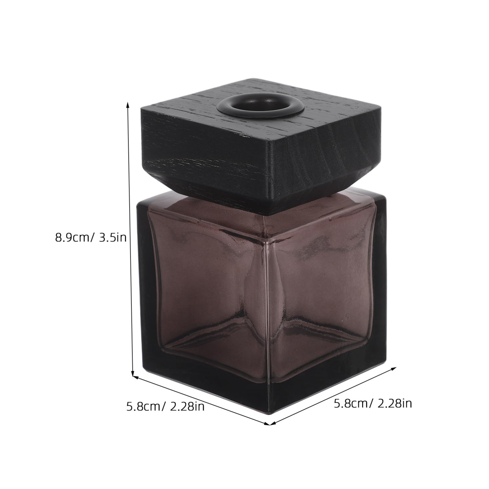 Botella Difusora de Aromaterapia Cuadrada 100ml de Vidrio y Madera | Pack de 2 Unidades, Negra, Recargable y Portátil, para Aceites Esenciales y Decoración del Salón