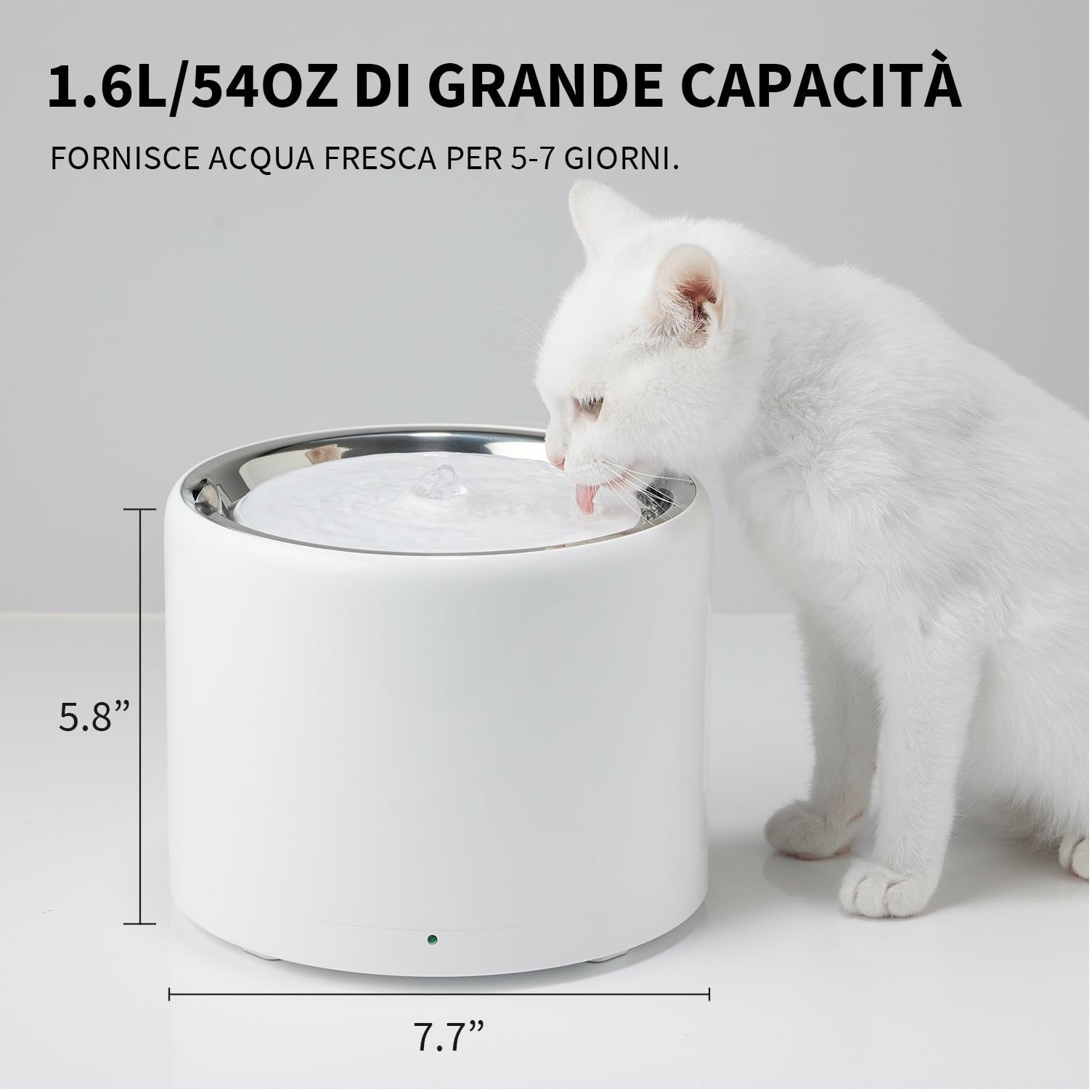 PETKIT Fontana Intelligente per Gatti e Cani, Rivestimento in Acciaio Inossidabile, non Facile da Nascondere Batteri (Pompa dell'acqua Senza Fili, Fontana Cablata)