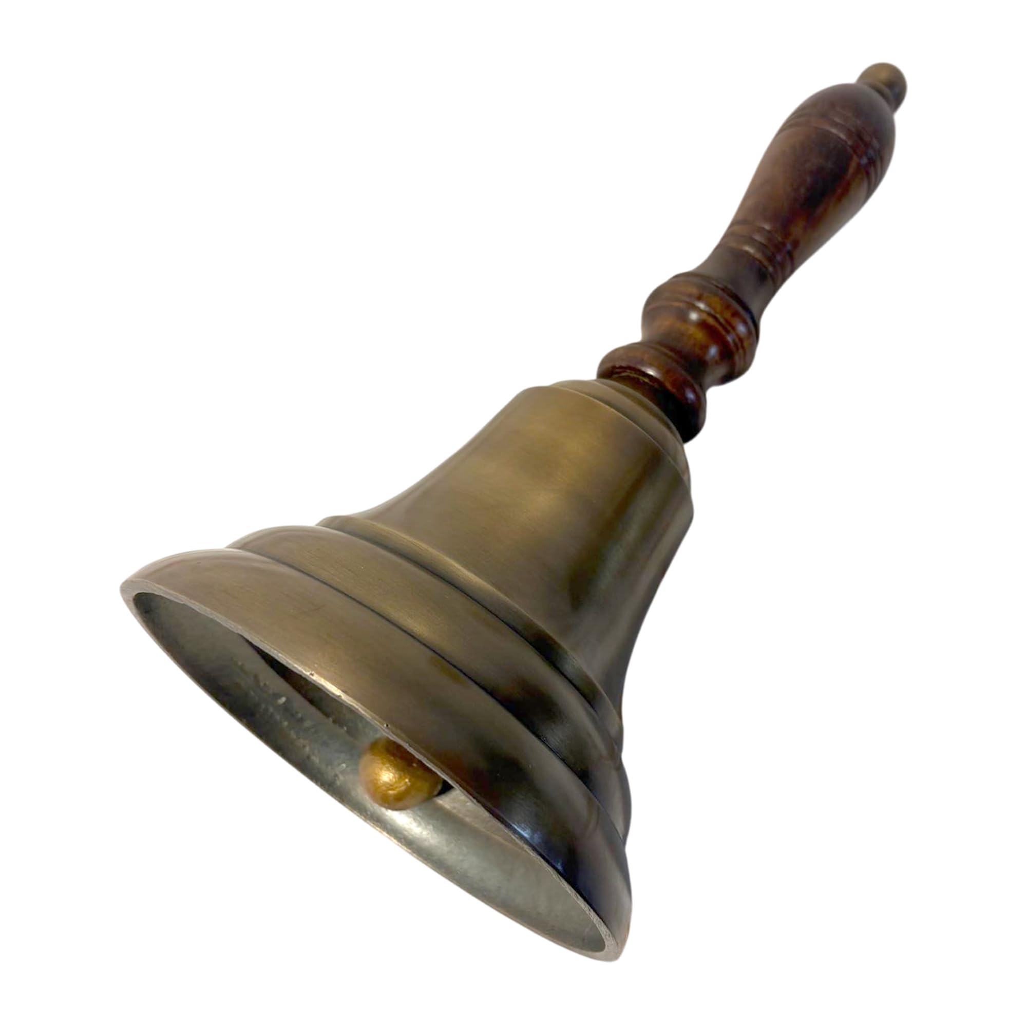 Thorness Brass 𝟯𝟬𝗖𝗠 𝗧𝗥𝗔𝗗𝗜𝗧𝗜𝗢𝗡𝗔𝗟 𝗛𝗔𝗡𝗗 𝗕𝗘𝗟𝗟 With Wooden Handle Classic School And Service Bell Vintage Style