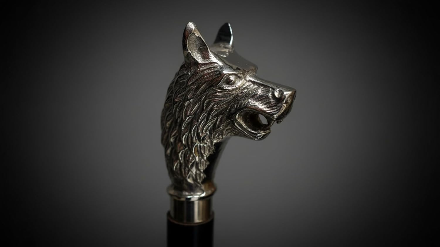 Handmade Carved Wolf Chrome Handle Walking Stick Canes Rustic Vintage Home Decor Gifts
