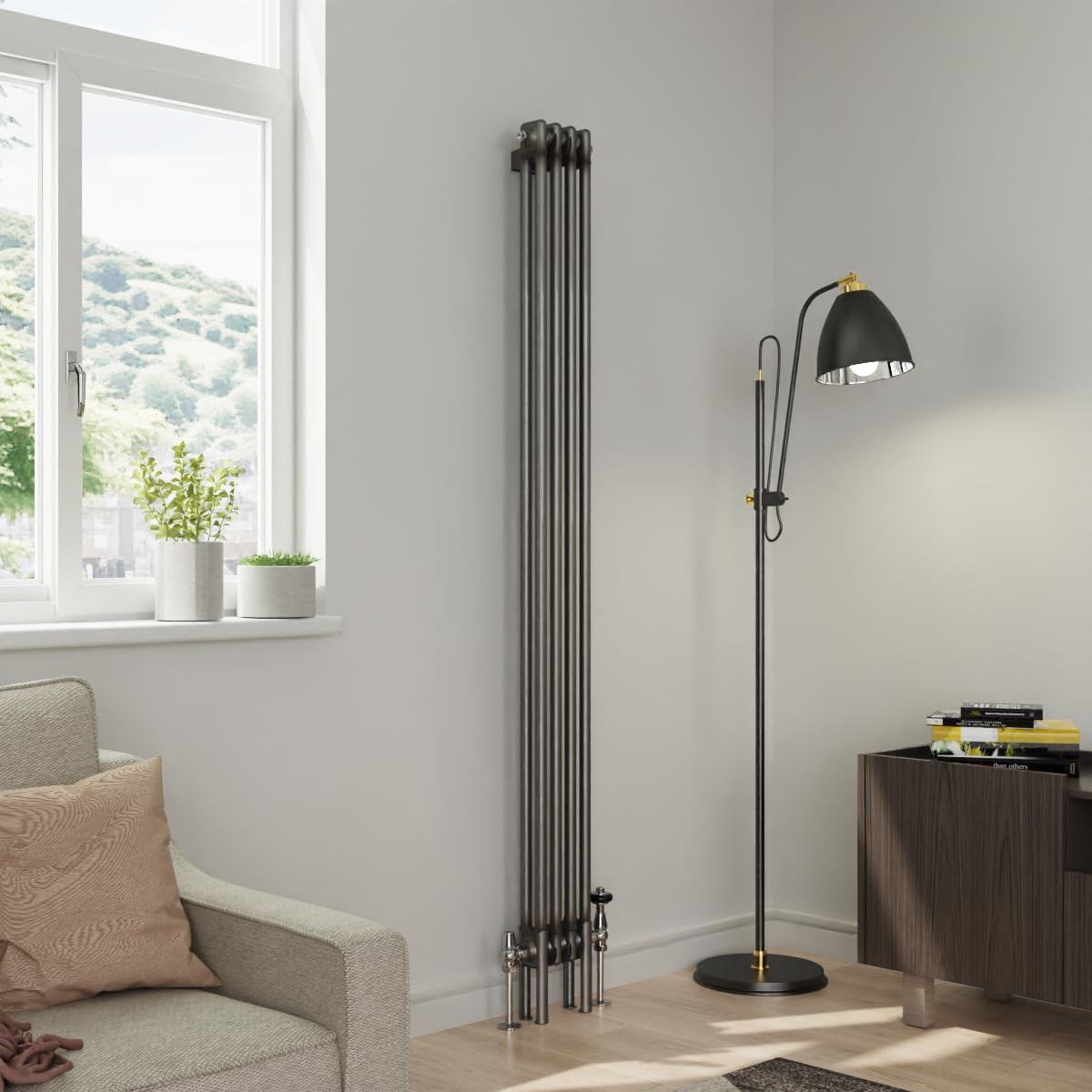 Warmehaus Raw Metal 1800X200mm Traditional Vertical Radiator Double Column Cast Iron Style Panel Radiator Central Heating