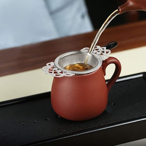 Vista 2 de Picowe Paquete de 4 coladores de té, coladores de té plateados de acero inoxidable para té suelto de malla fina para boca de taza de 2.5 a 4 pulgadas