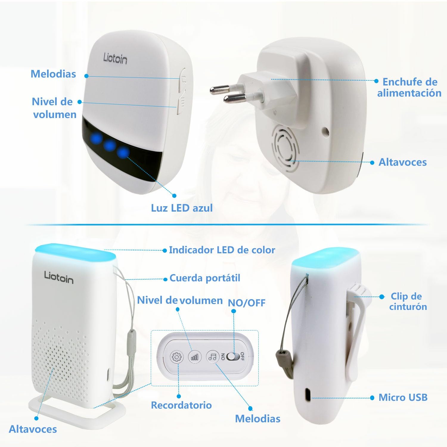 Botón de Llamada de Emergencia para Ancianos, Buscapersonas Inalámbrico de Cuidador Sistema de Alarma para Pacientes Personas Mayores Hogar, 2 transmisores y 3 Receptor …