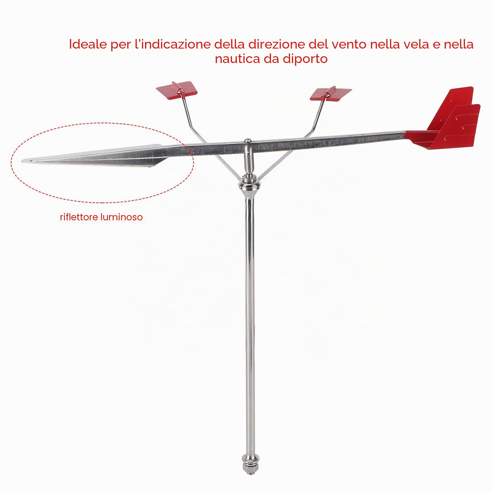Segnavento Indicatore di Direzione del Vento a Banderuola Marina in Acciaio Inossidabile 304 Per la Navigazione in Barca a Vela
