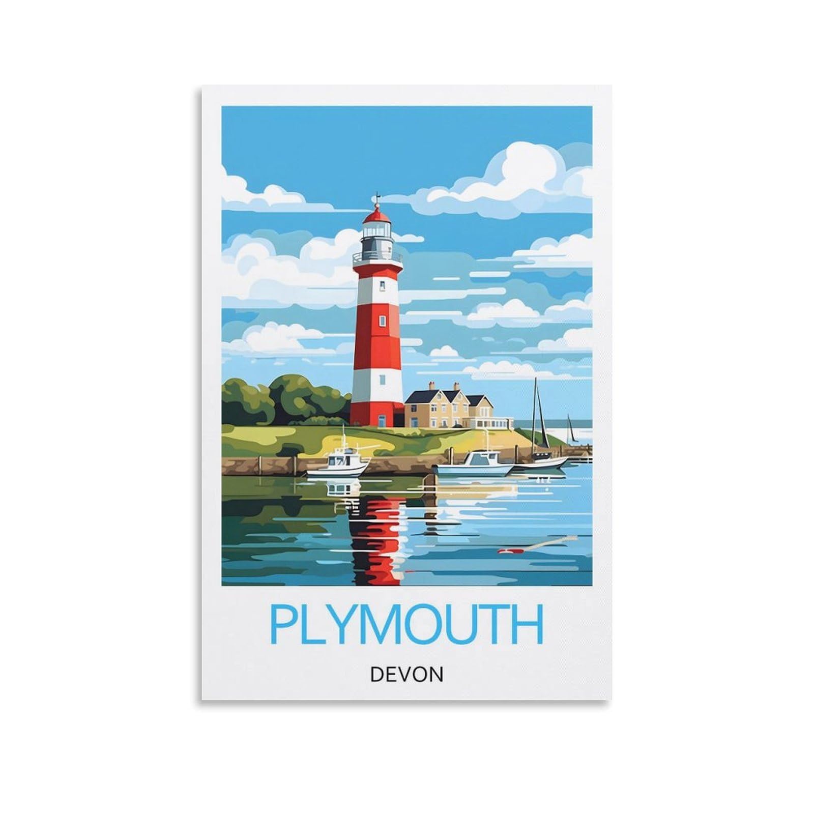 YJNENG Canvas Art Picture Plymouth Devon Wall Decor Art Painting Posters Modern Family Decorative Poster 12x18inch(30x45cm)