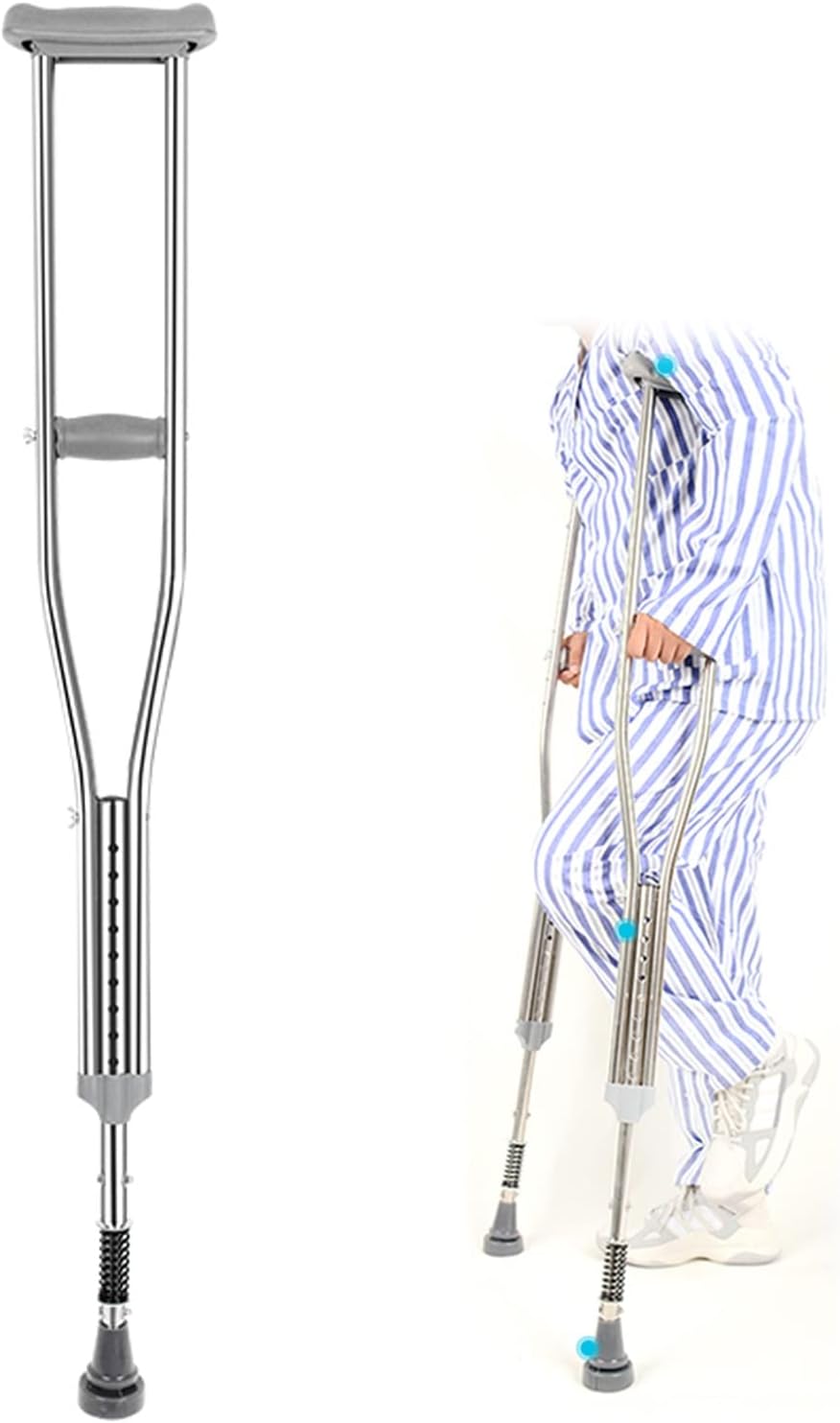 Underarm Crutches for Adults and Teenager, Stainless Steel Armpit Crutches