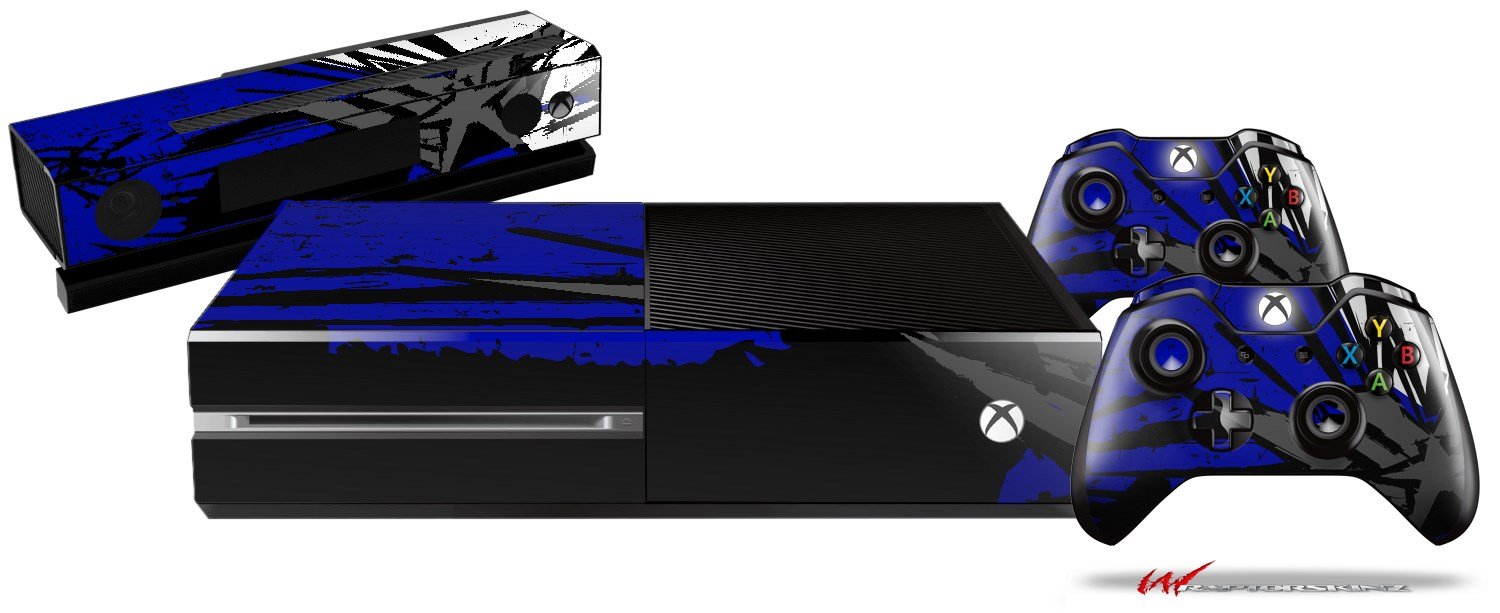 Baja 0040 Blue Royal - Holiday Bundle WraptorSkinz Decal Style Vinyl Skin Wrap compatible with XBOX One Original Console, Kinect and 2 Controllers (GAMING SYSTEM NOT INCLUDED)