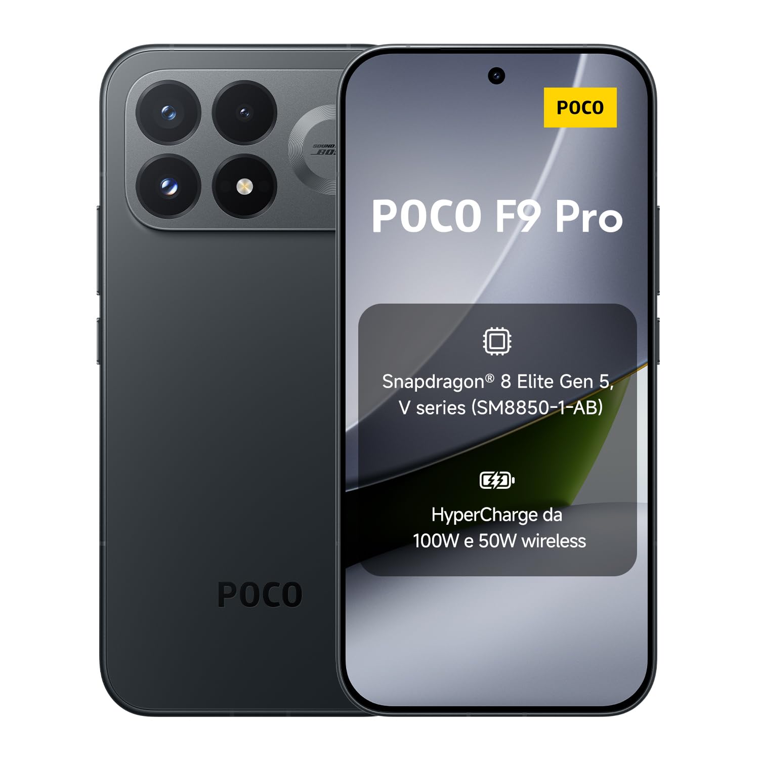 POCO F9 Pro, Smartphone 12+512GB, Nero, Batteria 6330mAh, HyperCharge 100W | Snapdragon® 8 Elite Gen 5 V Series, VisionBoost D8, Display AMOLED Ultra-luminoso da 6,59" a 185Hz, Fotocamera OIS AI 200MP