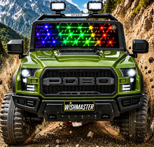 Image of Wishmaster Driving 4 Motor EV Cars for 1, 2, 3, 4, 5, 6, 7, 8 Years Boys & Girls | Remote + Steering + Mobile App Control | Kids Jeeps (Medium Size F-Raptor [1-8 Year Kids])