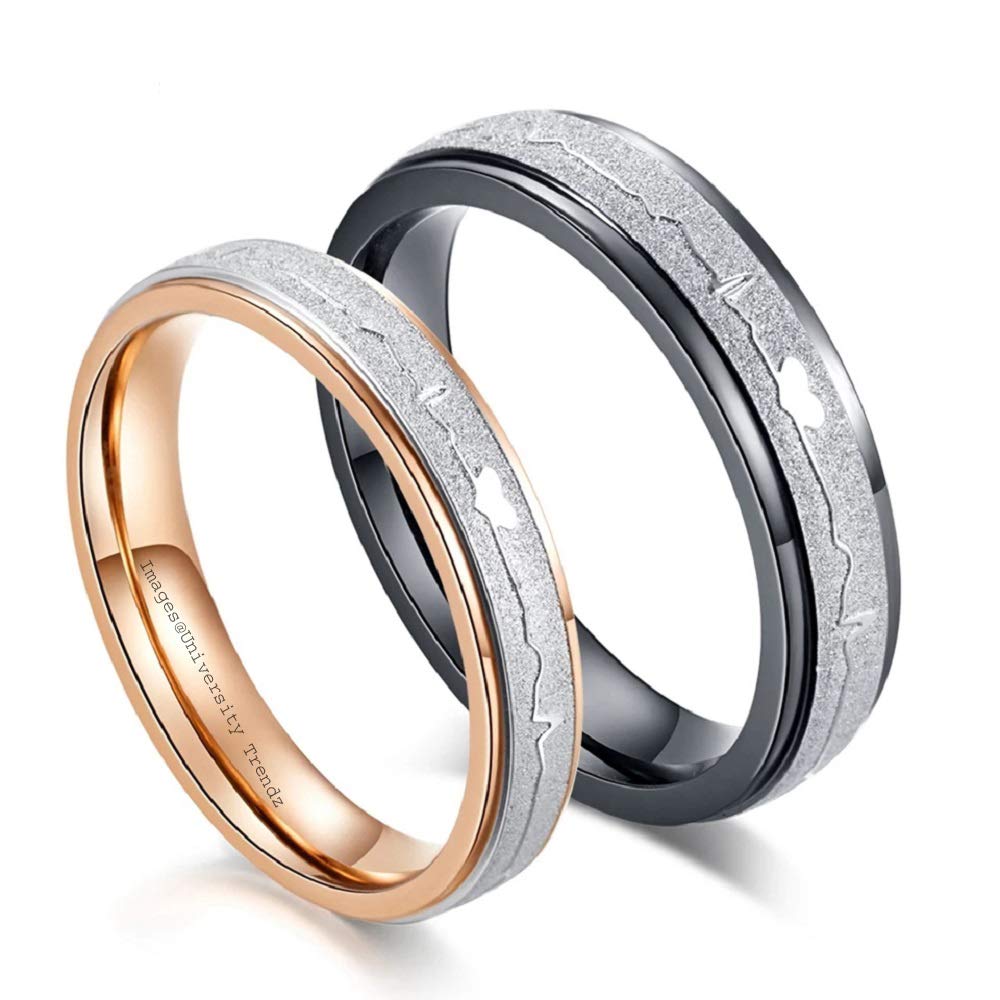 University Trendz Unisex Stainless Steel Silver Plated His and Her Heartbeat Rings for Couples Love of Life Matching Promise Ring Couple Rings (Rose Gold) (B089GTR1B1) Amazon Price History, Amazon Price Tracker