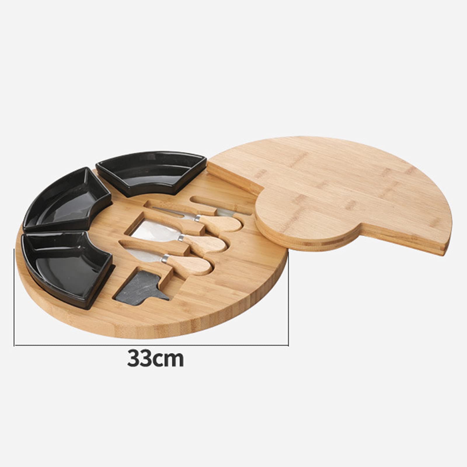 AIZYR Coffret Cadeau Planche À Découper Fromage - Ensemble De Couverts À Charcuterie Pivotant en Bambou Plateau De Service De Fromages pour Les Cadeaux d'anniversaire Et De Mariage