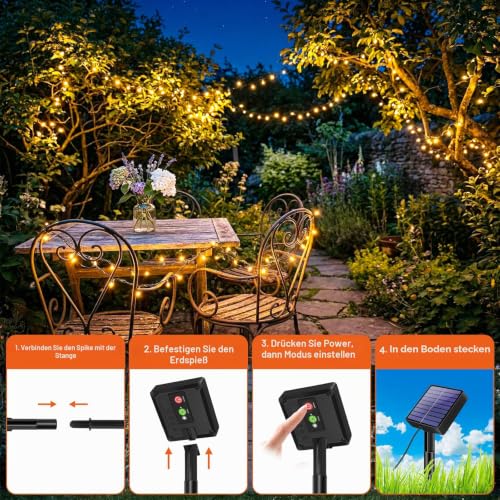 bitjam Solar Lichterkette Outdoor, 6M 60 LED Lichterkette Außen, Warmweiß – Ansicht 5