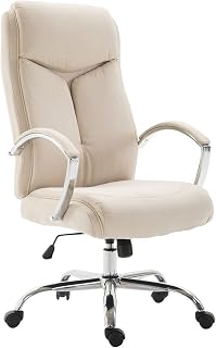Silla de Oficina XL Vaud con Tapizado de Tela I Silla de Escritorio con Reposabrazos I Silla Ejecutiva Giratoria I Silla de Ordenador Color:, Color:Crema