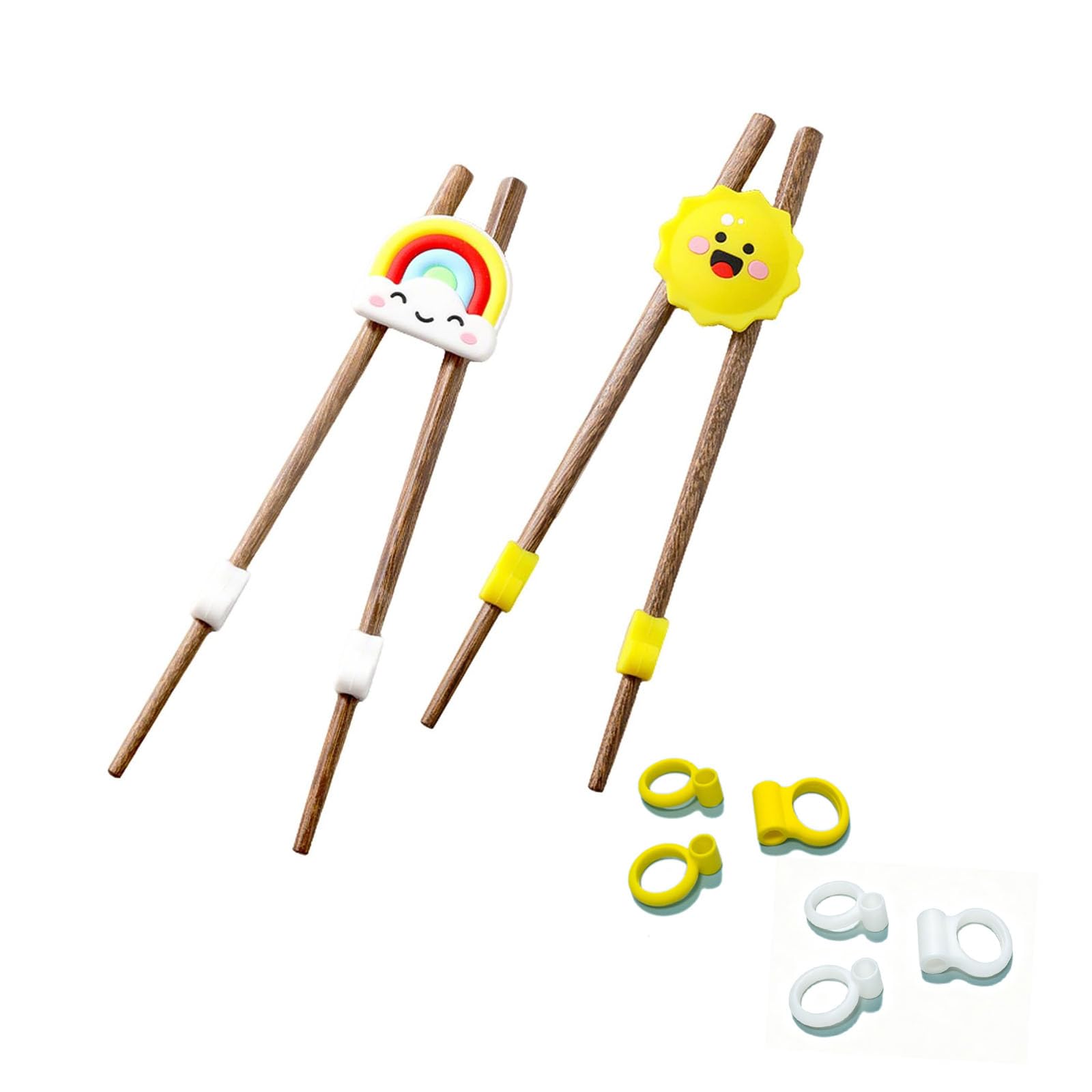 8-Pair Chopsticks Set, 18cm Training Chopsticks with Finger Rings