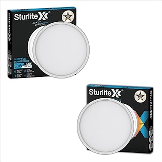Sturlite S-FIT 30W Round LED Surface Light| 6500k Cool White Color Temperature| 2400 Lumens with CRI Tech for Accurate Col...