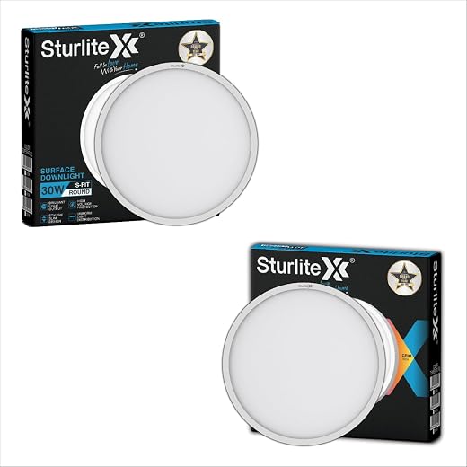Sturlite S-FIT 30W Round LED Surface Light| 6500k Cool White Color Temperature| 2400 Lumens with CRI Tech for Accurate Col...
