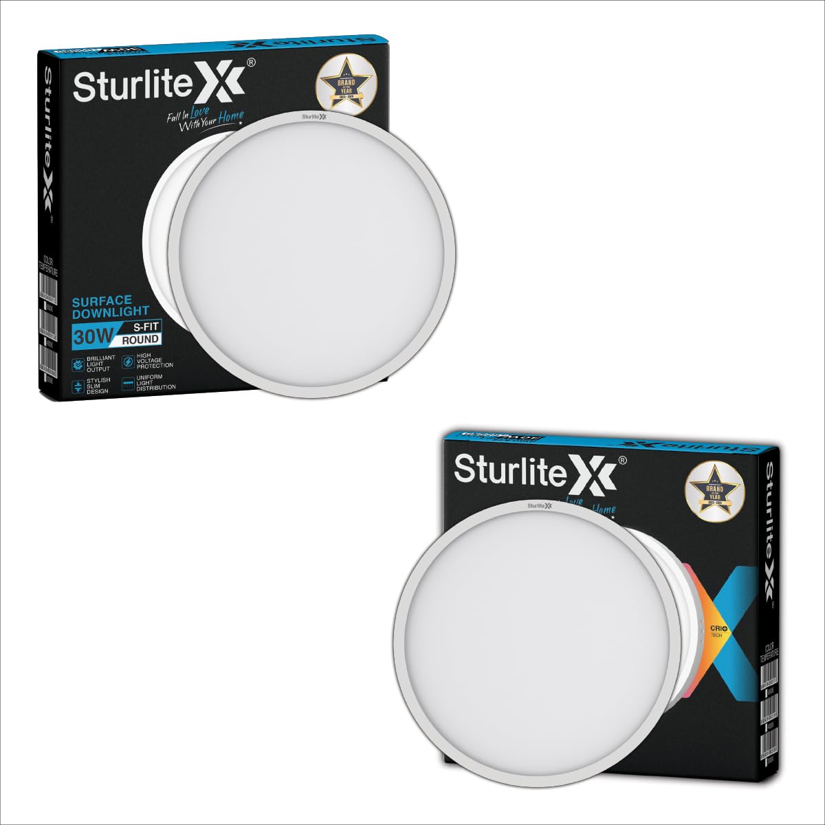 Sturlite S-FIT 30W Round LED Surface Light| 6500k Cool White Color Temperature| 2400 Lumens with CRI Tech for Accurate Col