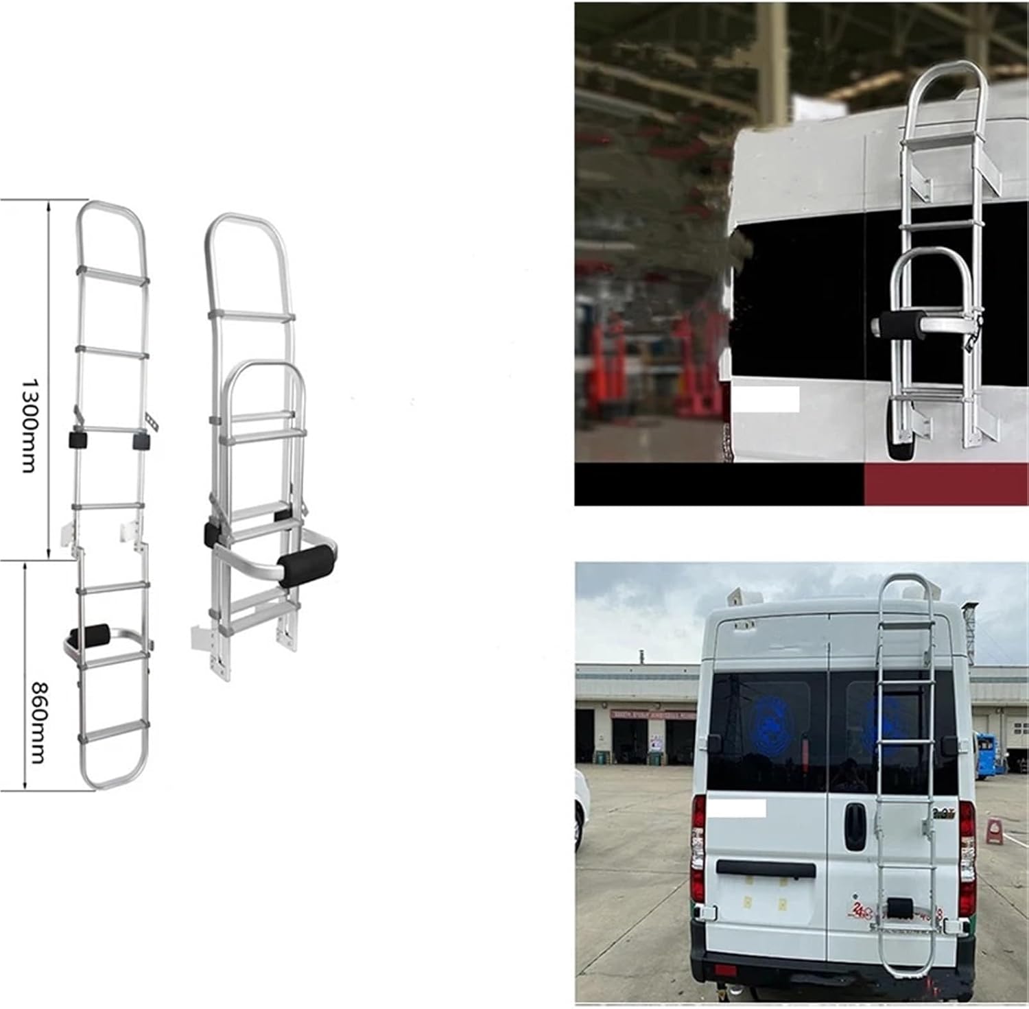 Rear Climbing Ladder Multi-Purpose Folding Ladder Outdoor Skid Mounting Ladder Suitable Compatible with Caravan(B-2.16m)