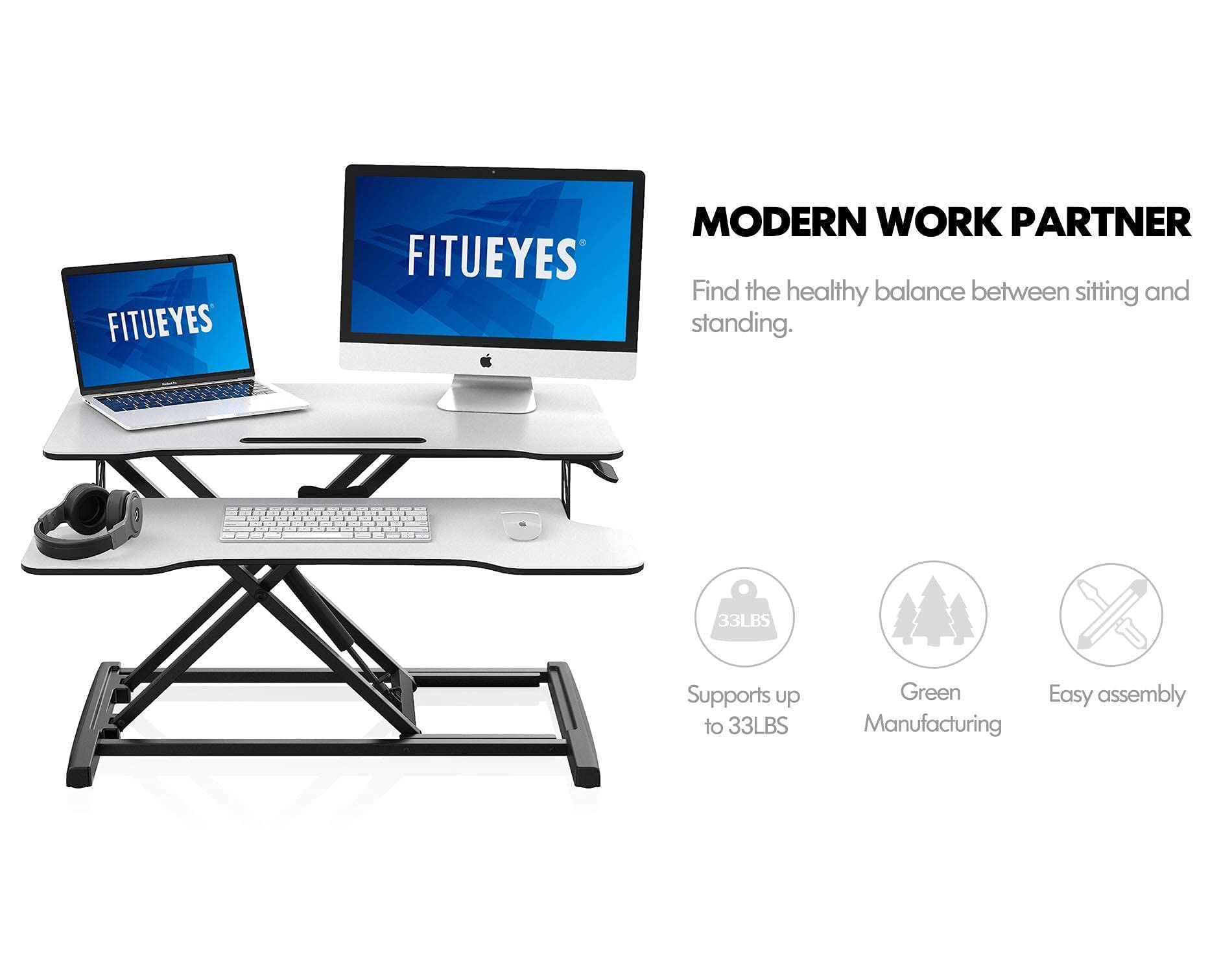 FITUEYES Standing Desk Converter Sit Stand Desk Converter With Keyboard