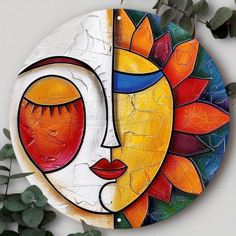 Sun and Moon Aluminum Metal Sign – Waterproof Hippie Wall Art for...