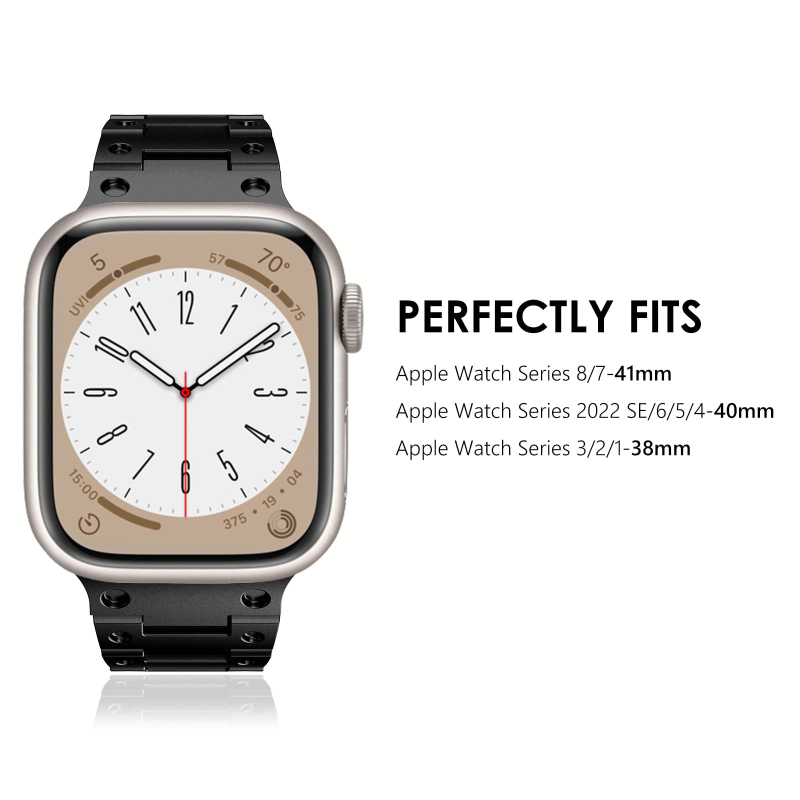 KADES for Apple Watch Band 38mm 40mm 41mm, iwatch Metal Link Bracelet Band for Apple Watch SE2022 SE Series 9 8 7 6 5 4 3 2 1 (Black)