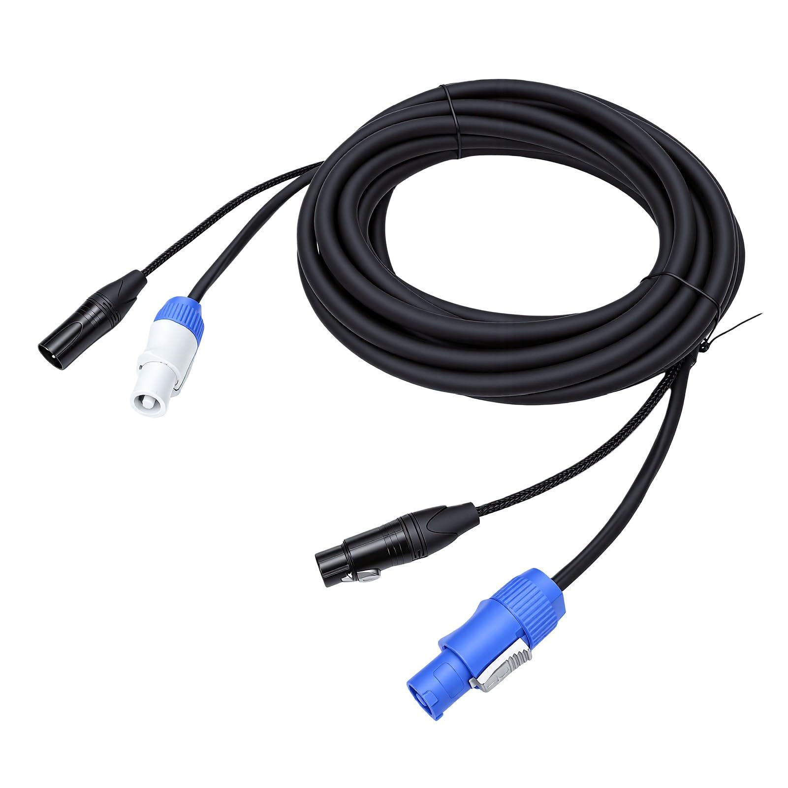 Alomejor Kabel Combo Sygnału Zasilania Prądem Przemiennym XLR Profesjonalny 23AWG Niezawodny Podczas wydarzeń Związanych z Oświetleniem Scenicznym 1 Jednostka (7.6M)