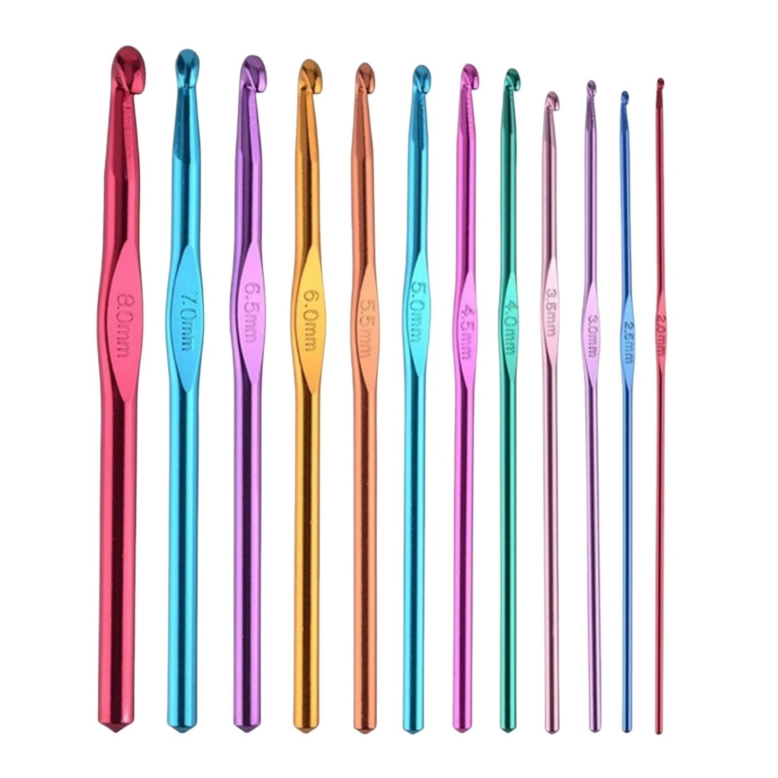 L6NqIAG Crochet Kit Aluminum Crochet Hooks Colored Needles Set Tools for Weaving Knitting(12pcs)