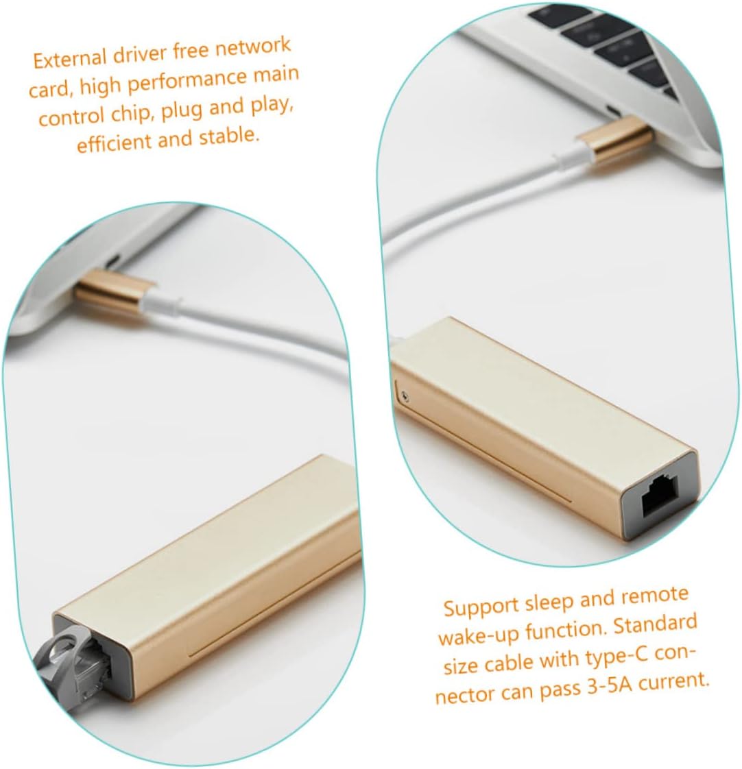 5pcs USB Type-c to Ethernet Adapter Gigabit Ethernet Mbps for Laptop Easy to Use Compact