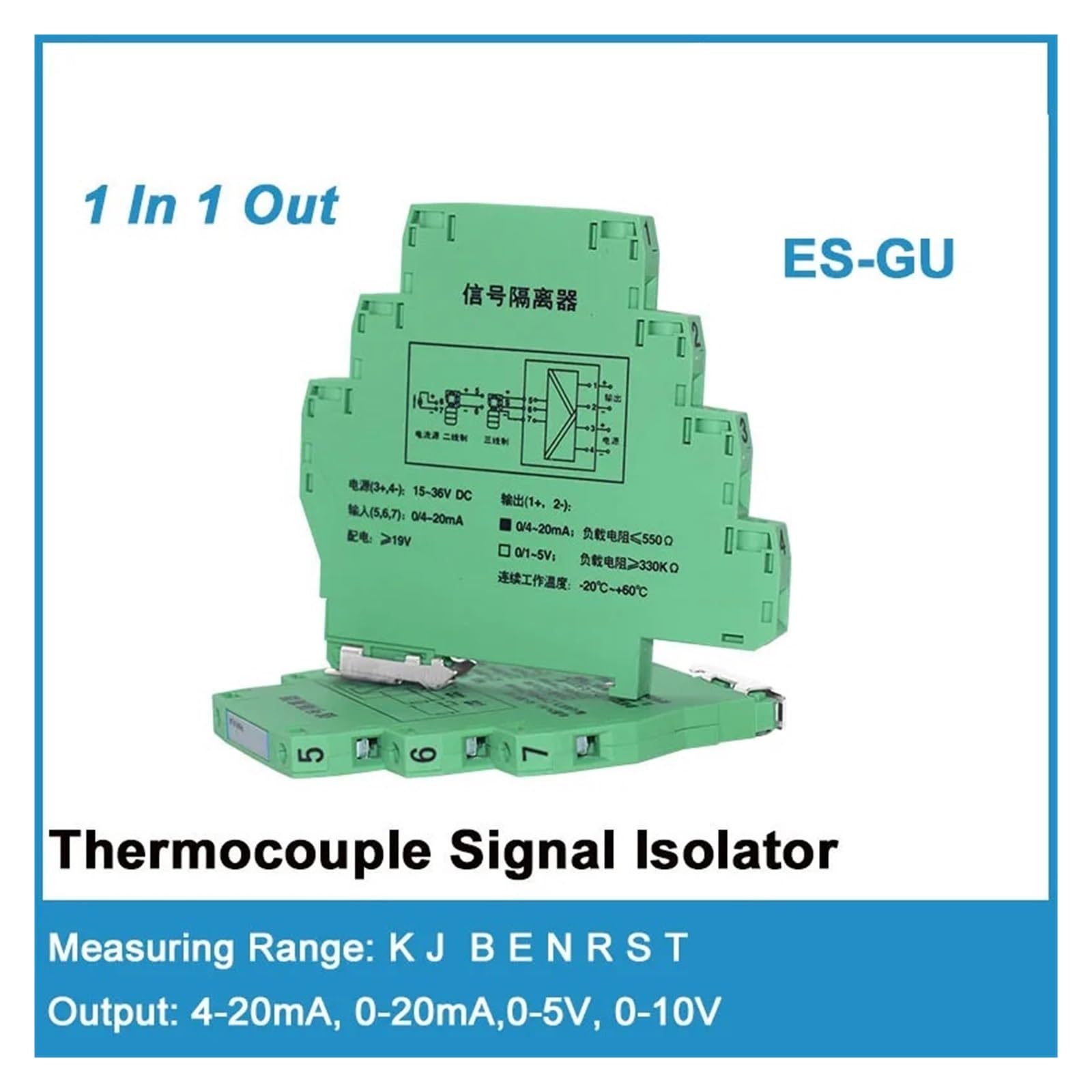 Opór termiczny przetwornik sygnału temperatury 4-20 mA izolator sygnału 0-5 V nadajnik (R -50-1700C INPUT_OUTPUT 4-20MA_DC24V)