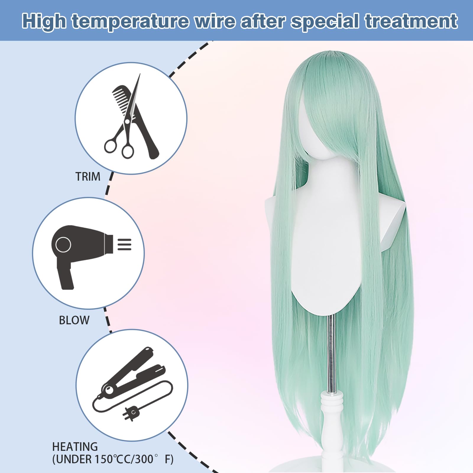 100cm / 40 Inch Long Wig, Universal Anime Costume Cosplay Wig, Perfect for Party Daily-Use, Festivals, and Halloween - Image 3