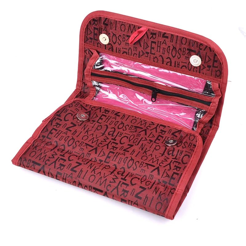 Beauty Case a 4 Strati Arrotolabile, Astuccio per Cosmetici e Trucco di Grande capacità, Borsa da Viaggio Pieghevole con Gancio per appenderlo.