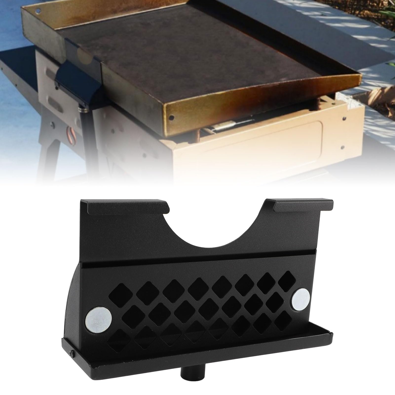 Rear Grease Drainage Funnel Large Capacity Magnetic Grease Funnel with Grease Gate for Barbecue Parties