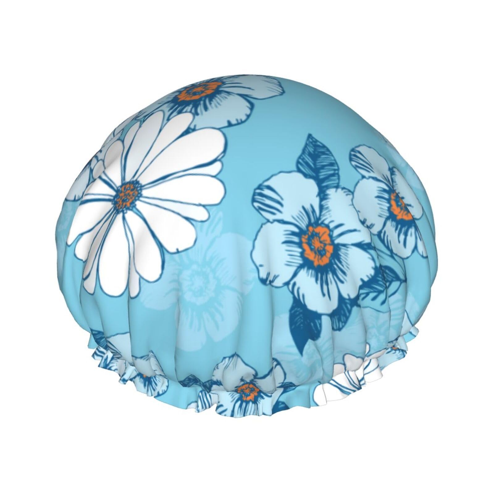 Bonnet de douche réutilisable fleurs marguerite imperméable pour femme