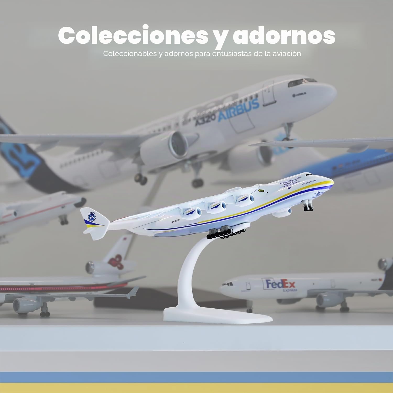 1:400 Antonov An-225 Mriya modelo de avión 8 pulgadas Ucrania Pintado Mriya Transporter Exposición de Avión para Colección