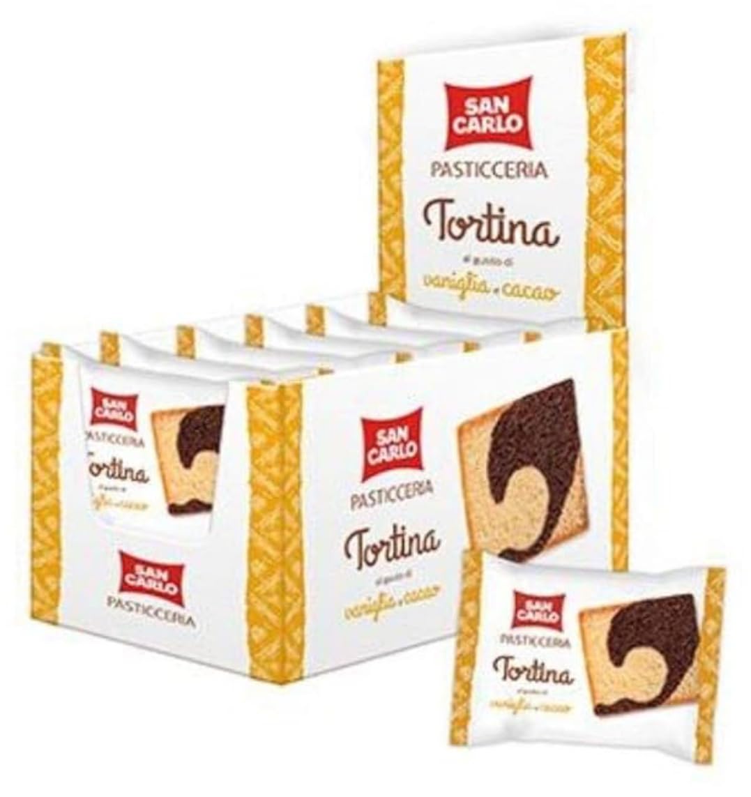 San Carlo Tortina alla Vaniglia e Cacao, 18 Pezzi, 50g Ciascuno, Confezione da 900g