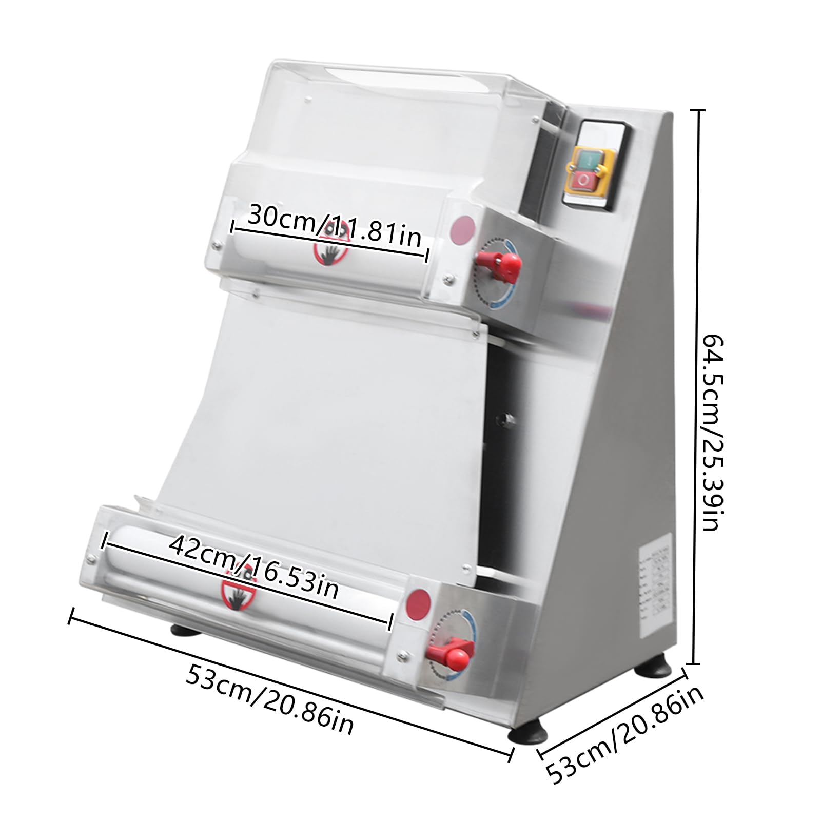 Commercial Pizza Dough Roller Sheeter, Electric Pizza Dough Roller Machine 110V 370W Stainless Steel Adjustable Thickness Automatically Suitable for Home Noodle Bread Shops and Pasta Maker Equipment