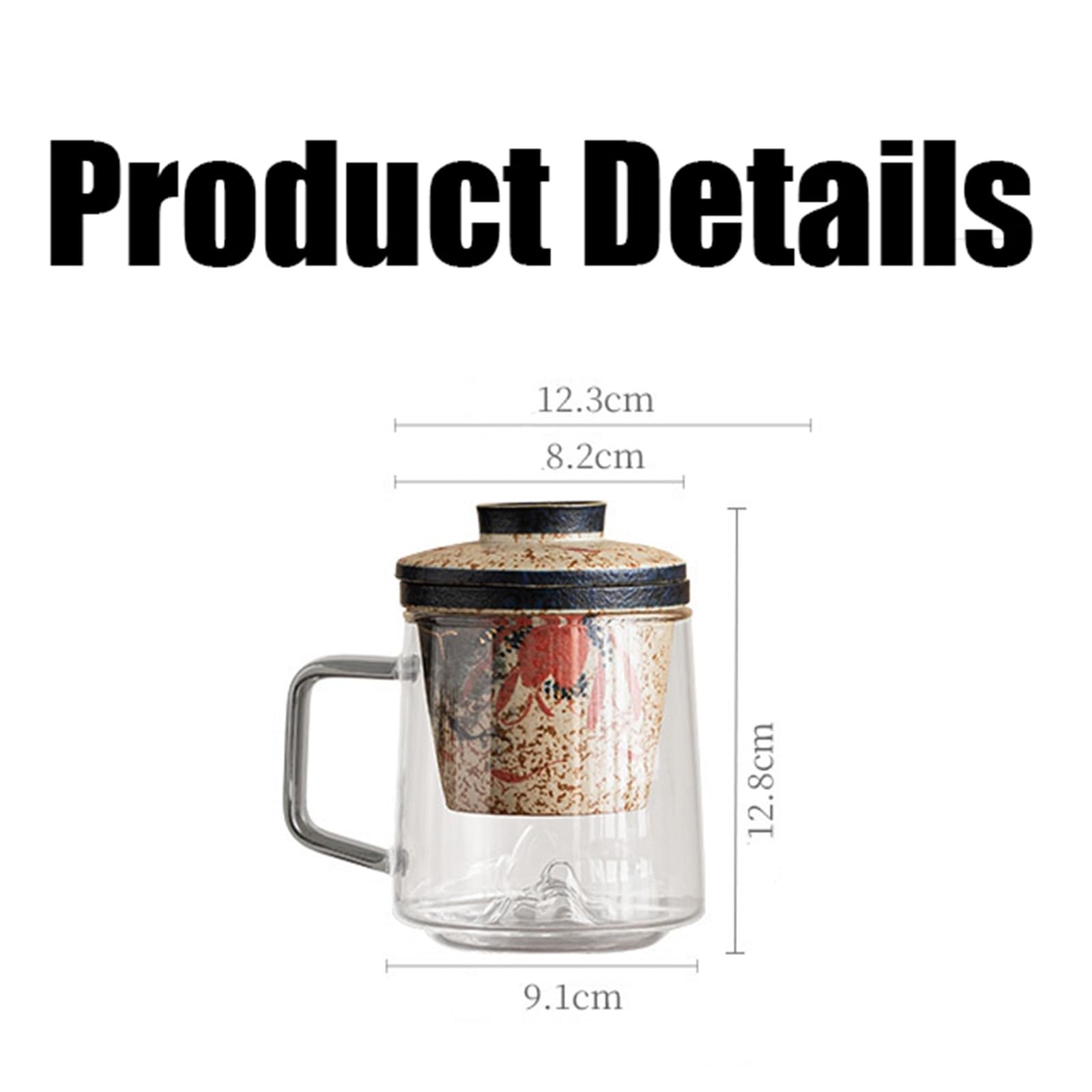 Tasse à thé en céramique avec filtre infuseur amovible et couvercle assorti, avec poignée incurvée confortable, coffret cadeau complet for thé en vrac et café quotidien