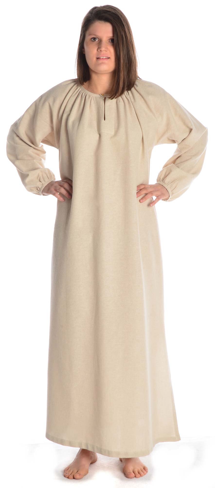 HEMAD Women's Viking Dress – Medieval Cotton Gown – Offwhite XXL/XXXL
