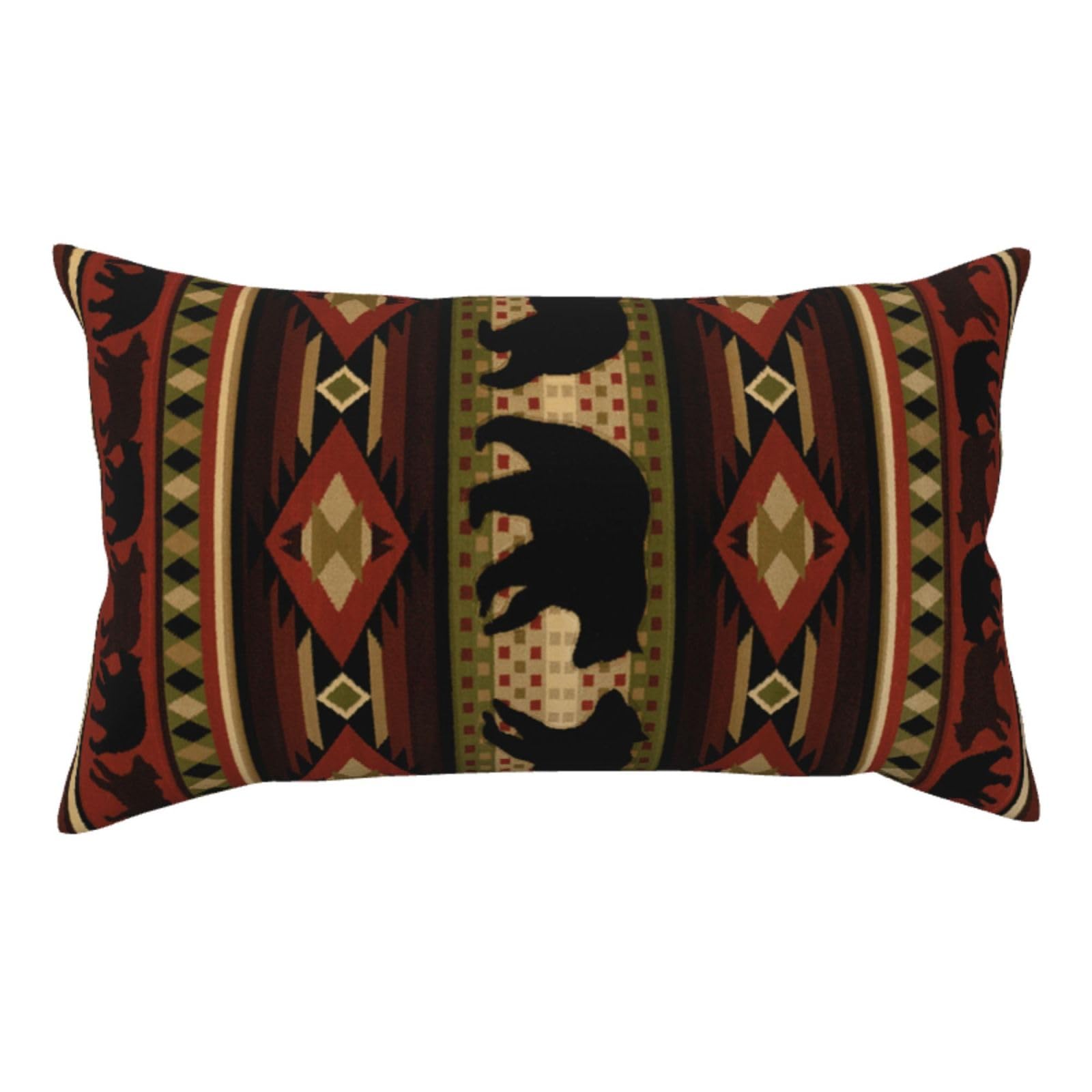 WSHFFILO Bear printed Pillow Case 20x36in Corduroy Throw Pillow Cover