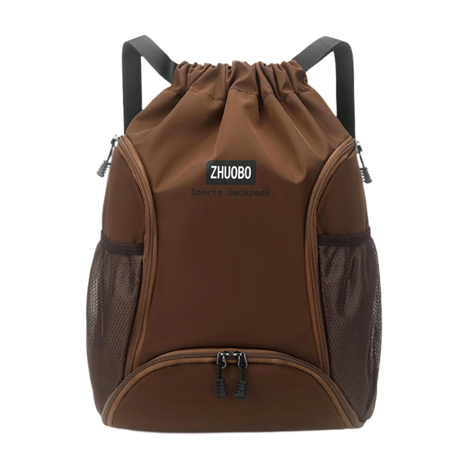 nivaa Drawstring Basketball Backpack Bag Basketball Carrying for Travel Basketball Dark Brown-picture-28