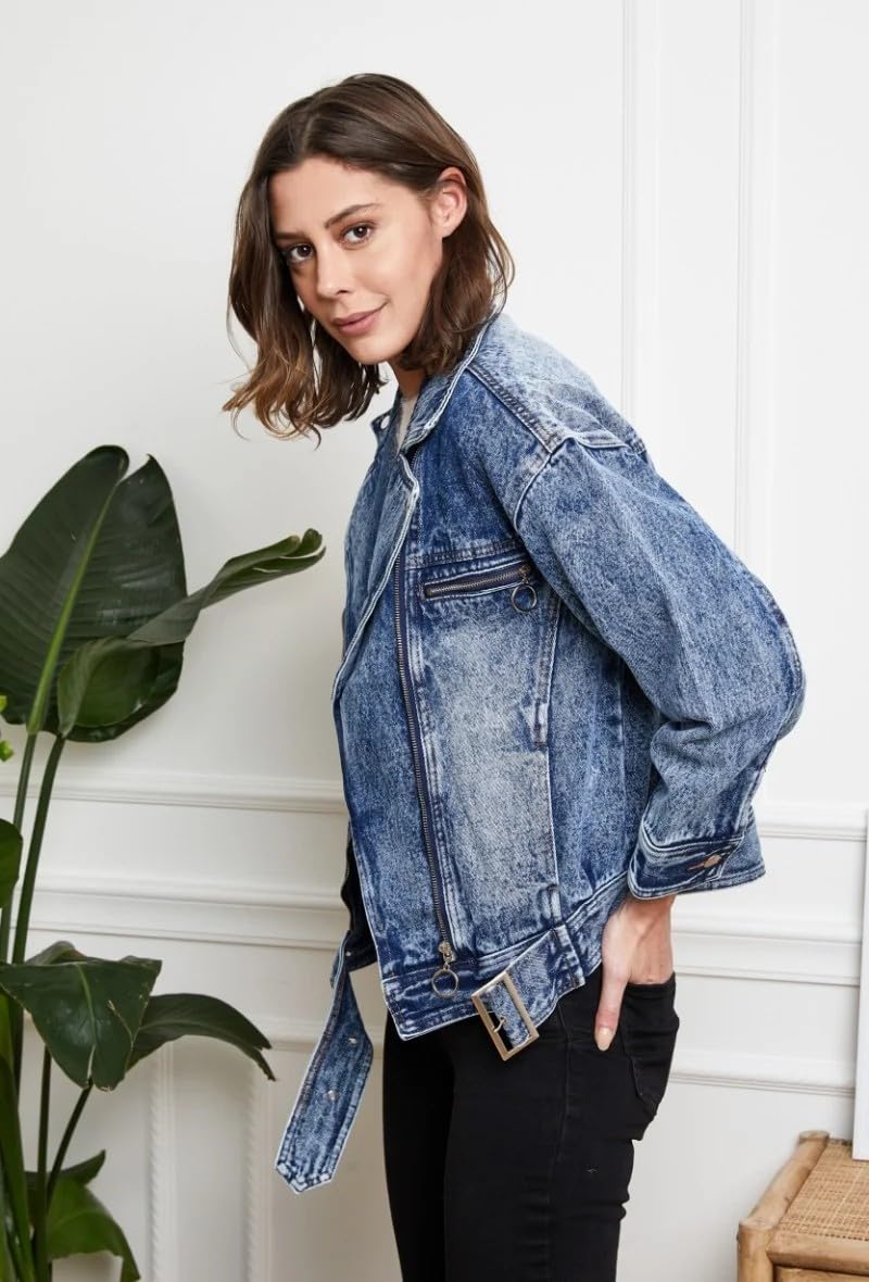 Giacca in Denim Donna Giacche di Alla moda per Ragazze a Maniche Lunghe