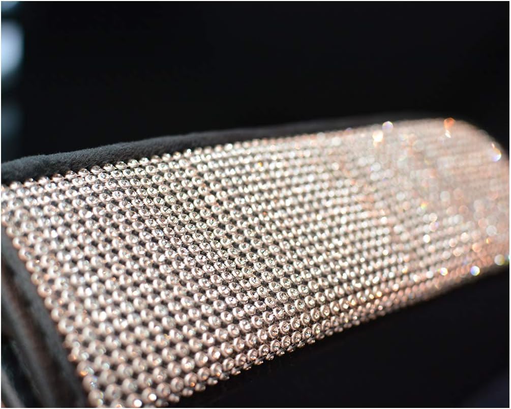 ZB Bling Bling Crystal Rhinestone Diamond Seat Belt Cover & Handbrake Cover & Shift Gear Knob Cover, for Girls or Women (Bling/4Pcs)